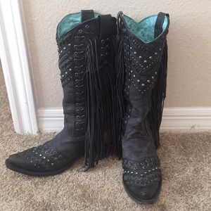 Corral Black Fringe Boots